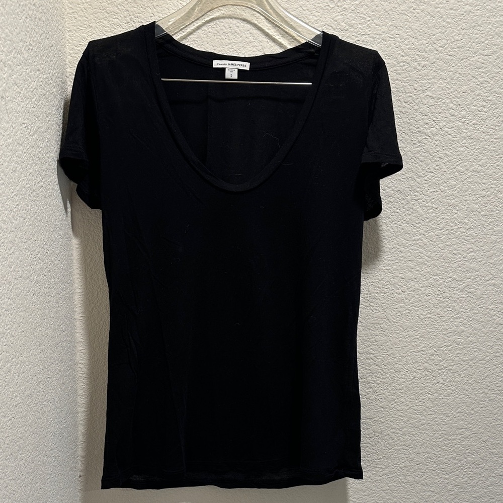 James Perse Classic Black Short Sleeve Tee Size 2